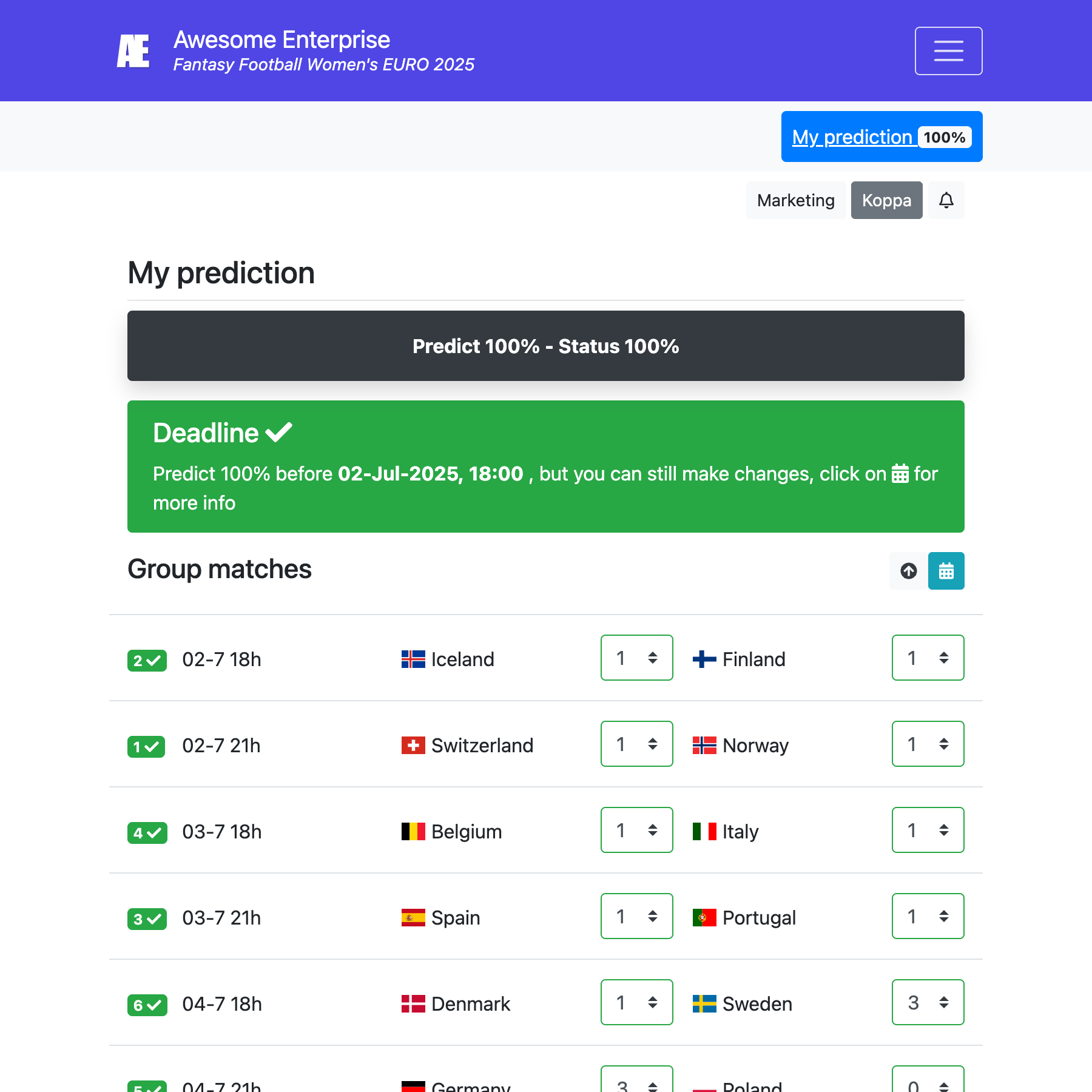 Esempio di piattaforma fantacalcio personalizzata